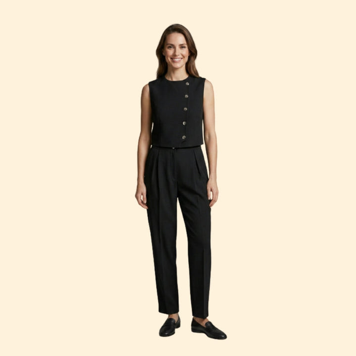 Women’s Cropped Top and Trousers with Button Closure