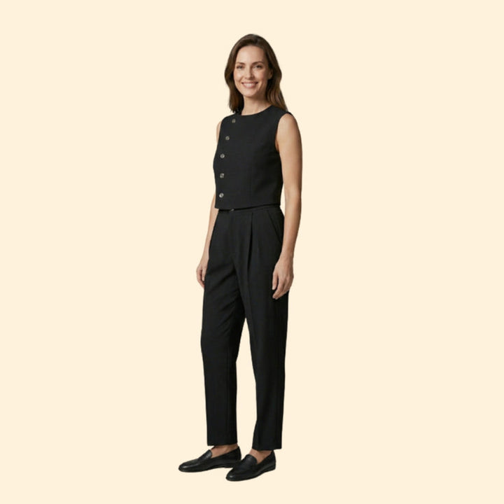 Women’s Cropped Top and Trousers with Button Closure