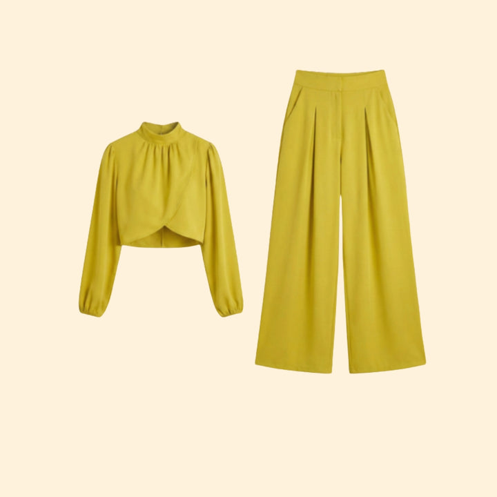 Women’s Cropped Top and Wide-Leg Pants Set