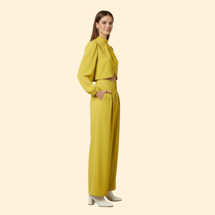 Women’s Cropped Top and Wide-Leg Pants Set