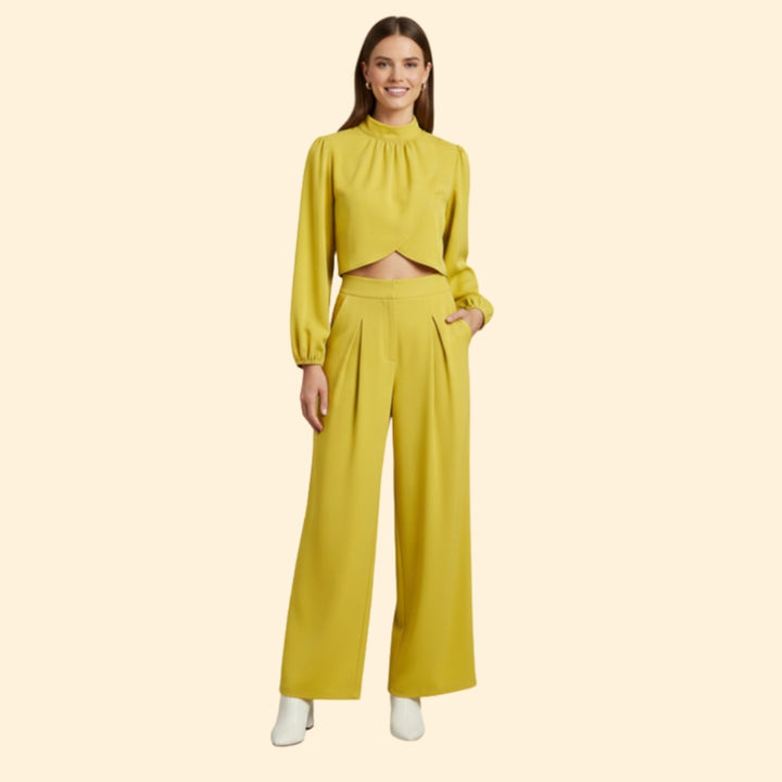 Women’s Cropped Top and Wide-Leg Pants Set