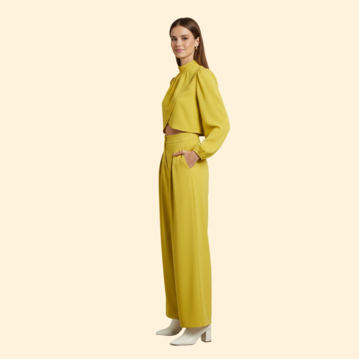 Women’s Cropped Top and Wide-Leg Pants Set
