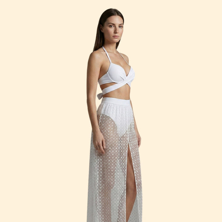 Women’s Cross Back Bikini with Net Skirt