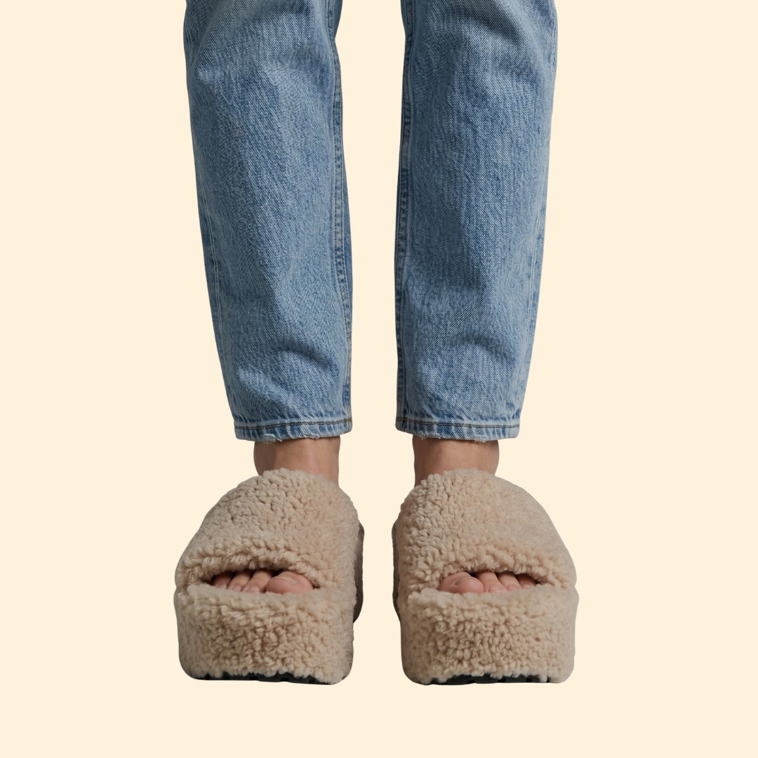 Women's Platform Sandals with Shearling