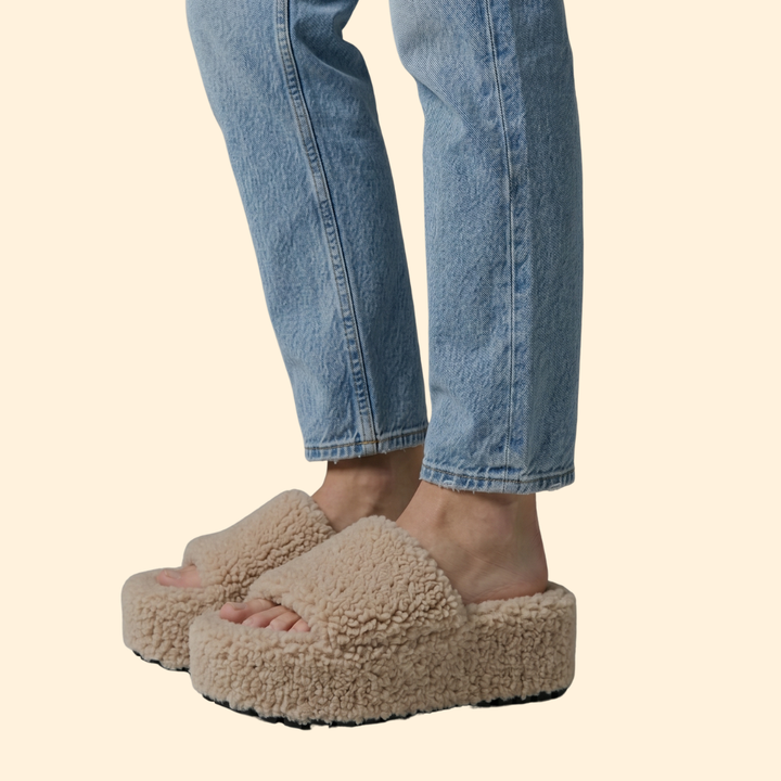 Women's Platform Sandals with Shearling