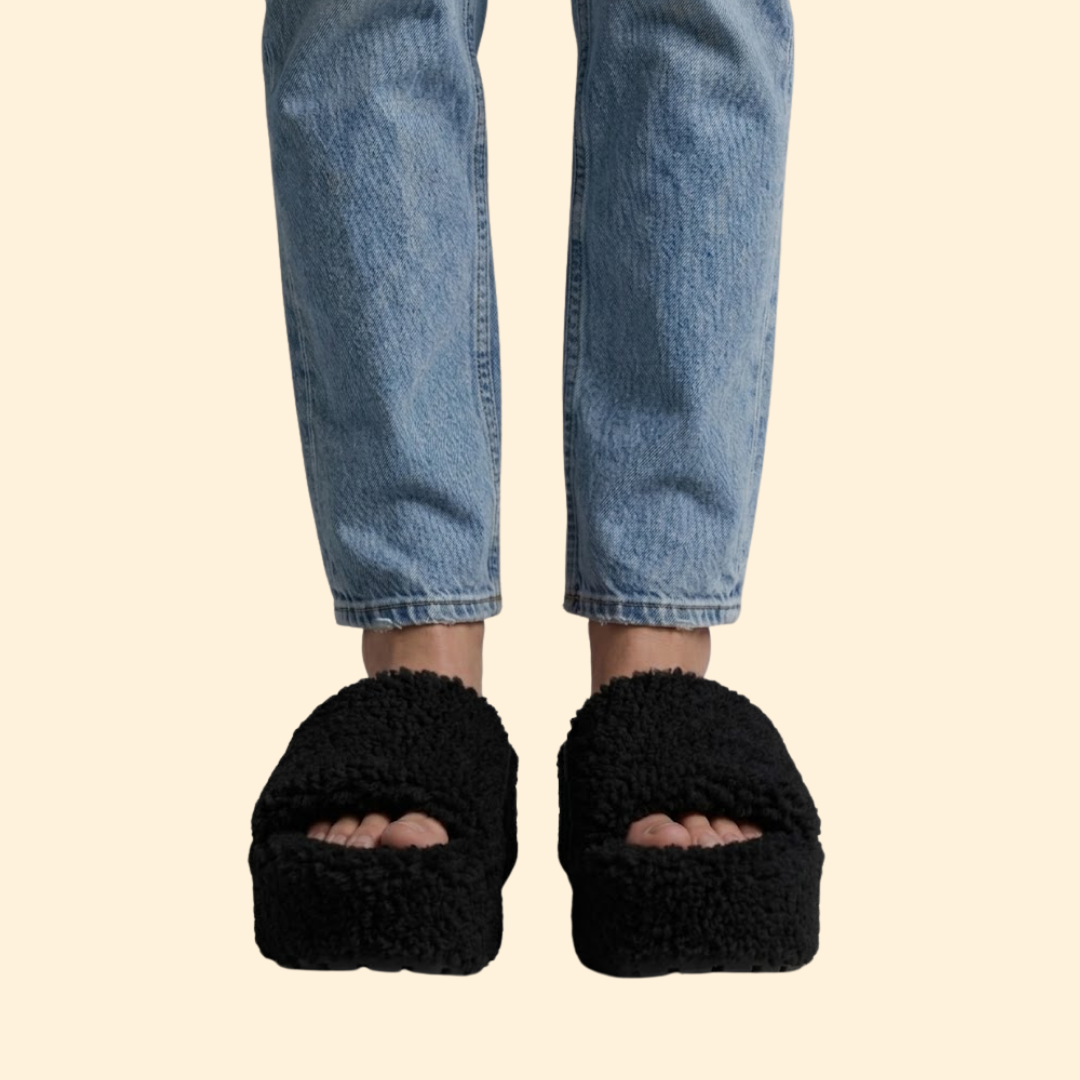 Women's Platform Sandals with Shearling