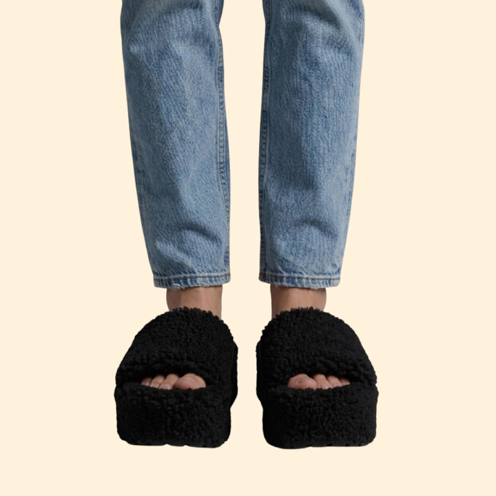 Women's Platform Sandals with Shearling