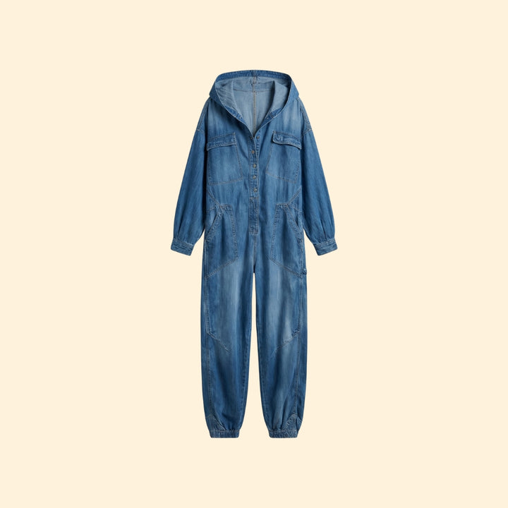 Women’s Denim Jumpsuit with Hood