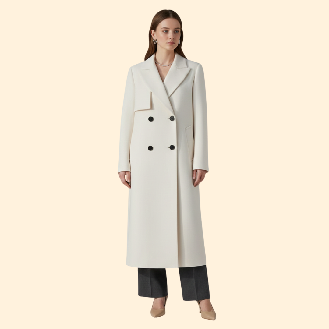 Women’s Double-Breasted Trench Coat with Front Buttons