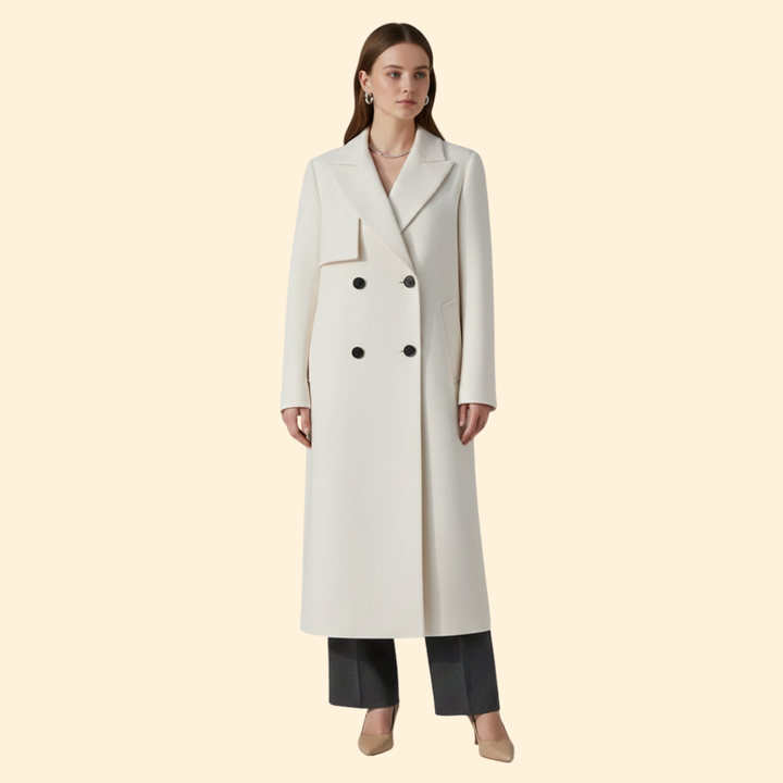 Women’s Double-Breasted Trench Coat with Front Buttons