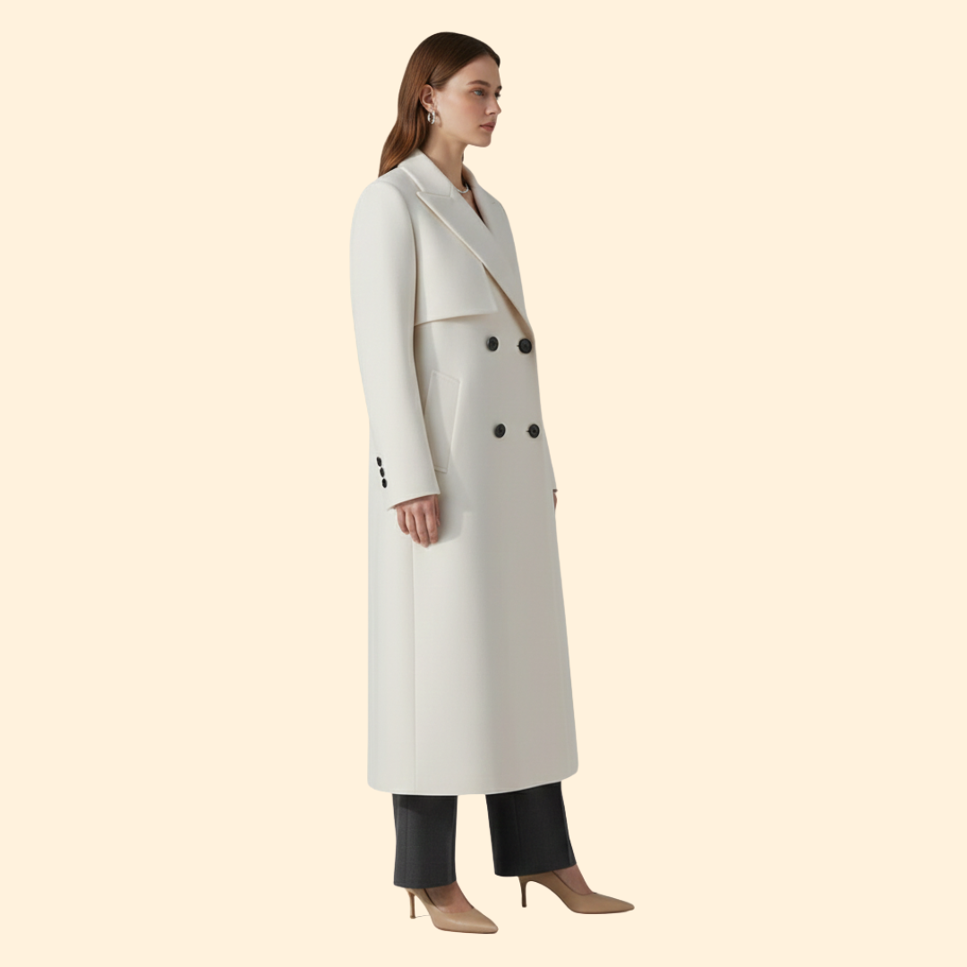 Women’s Double-Breasted Trench Coat with Front Buttons