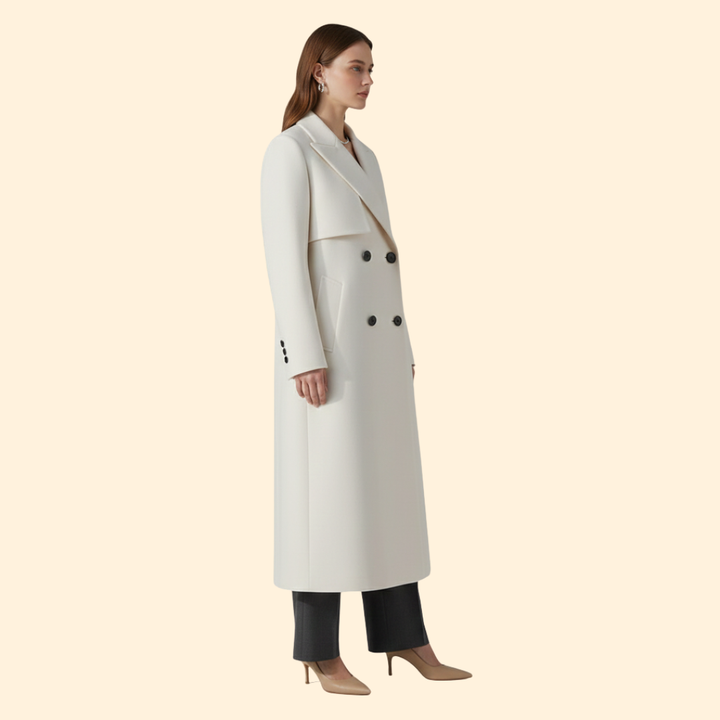 Women’s Double-Breasted Trench Coat with Front Buttons