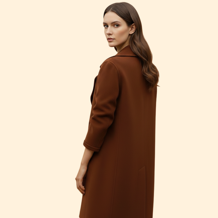 Women’s Double-Breasted Trench Coat with Notched Lapel