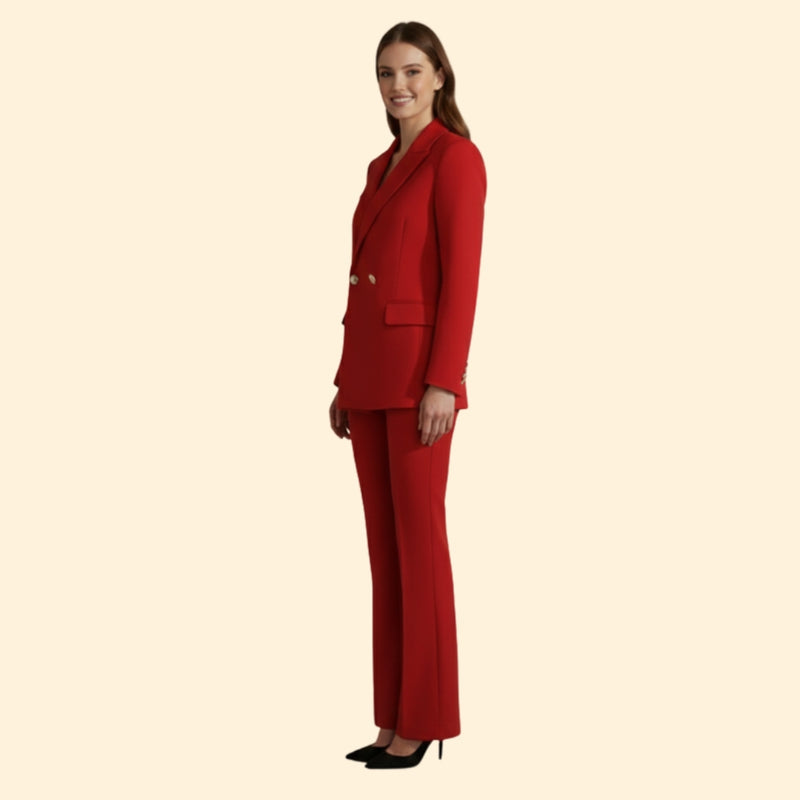 Women's Double Breasted Blazer Suit Set
