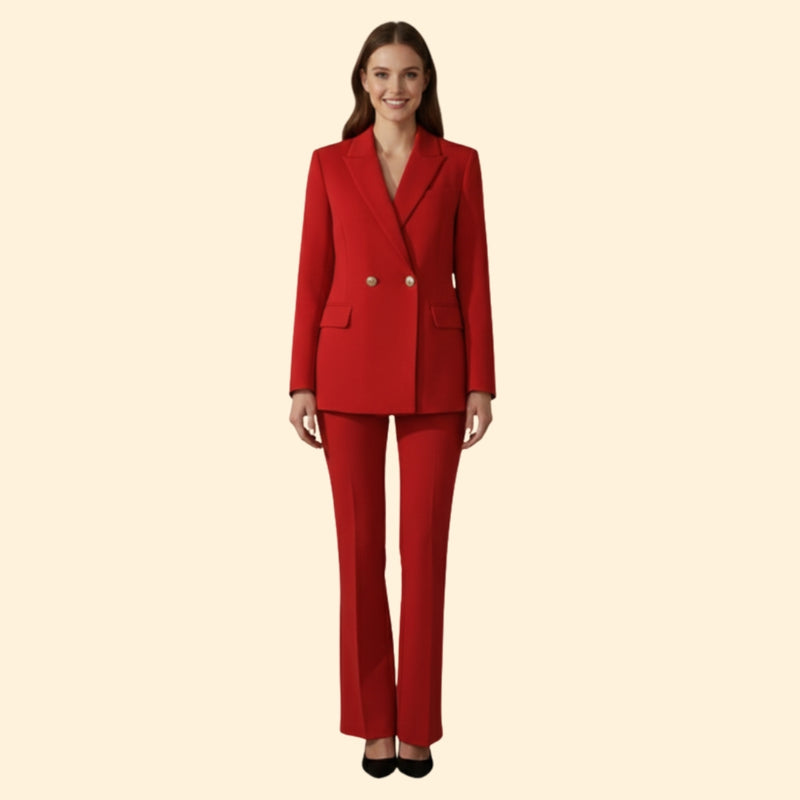 Women's Double Breasted Blazer Suit Set