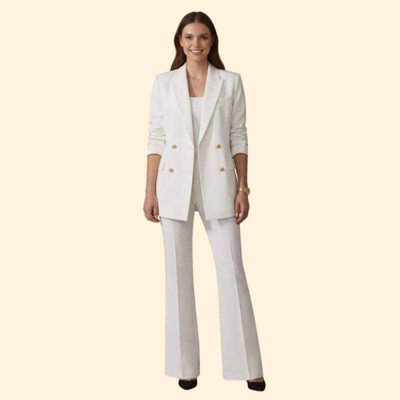 Women's Double Breasted Blazer Suit Set