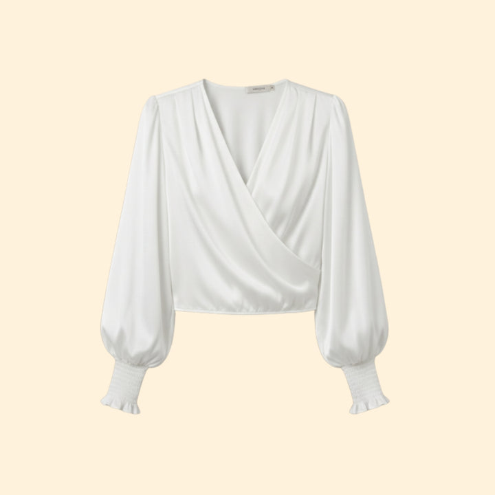 Women’s Draped Blouse with V-Neck