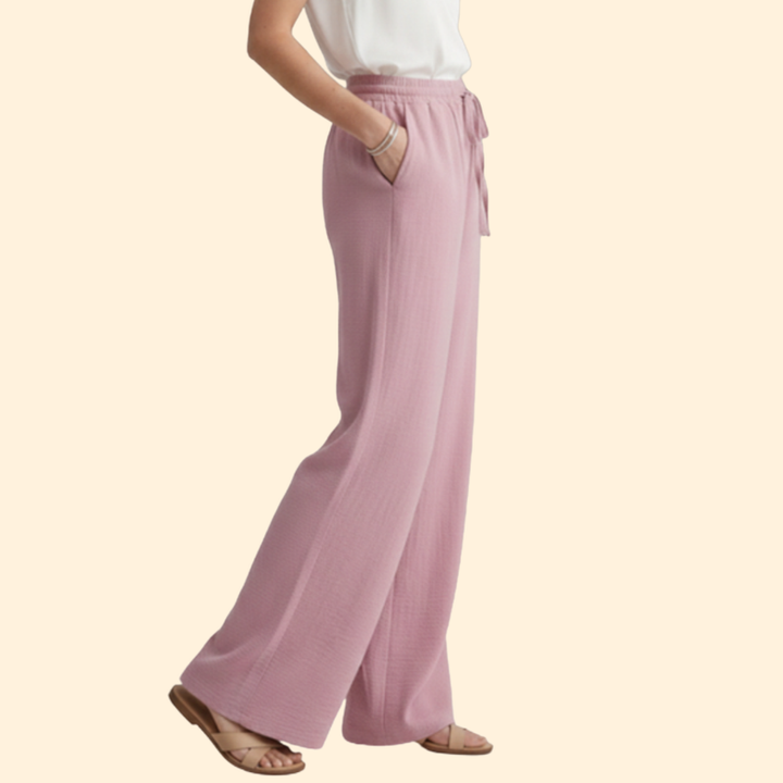 Women’s Elastic Waist Pants with Side Pockets