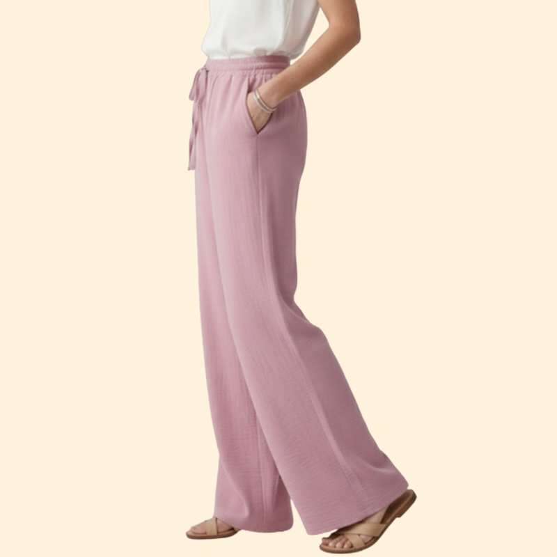 Women’s Elastic Waist Pants with Side Pockets