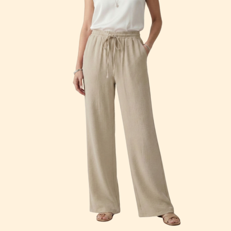 Women’s Elastic Waist Pants with Side Pockets