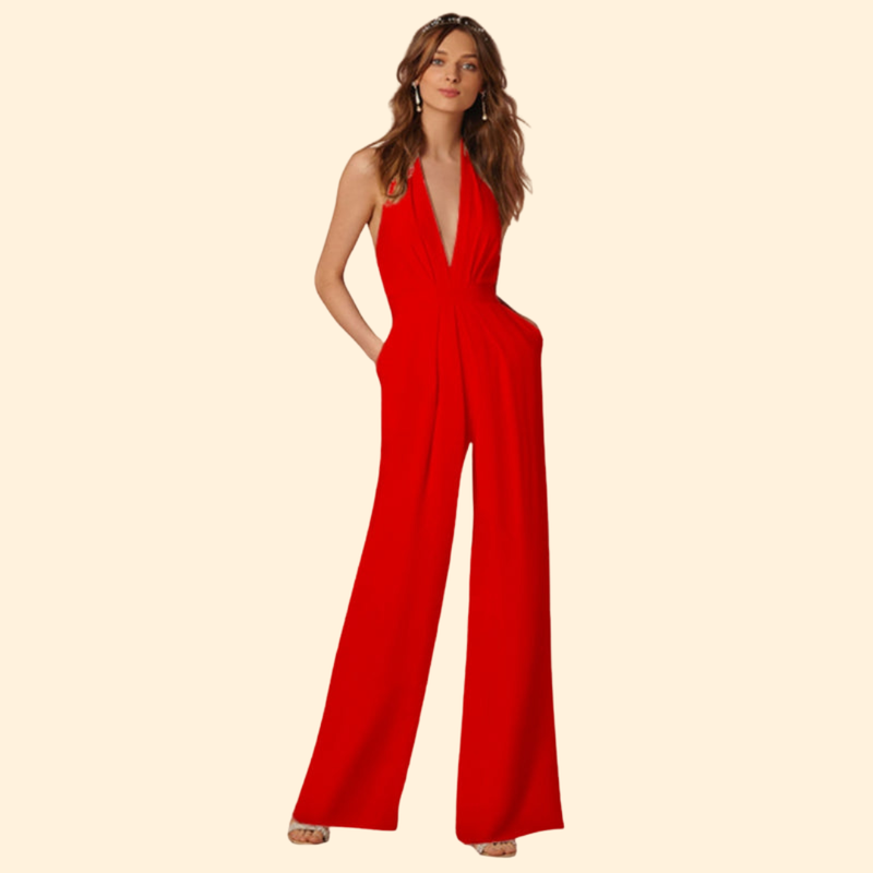 Women’s Sleeveless Jumpsuit Pleated Design