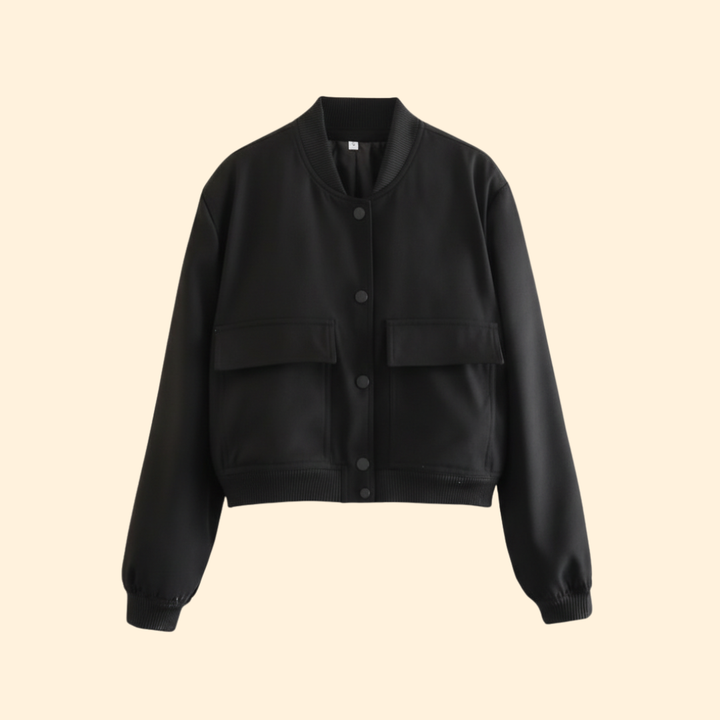 Women’s Bomber Jacket with Button Closure