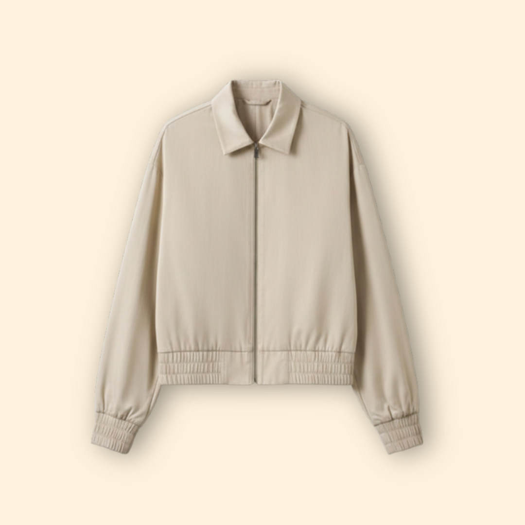 Women’s Bomber Jacket with Elastic Cuffed Sleeves
