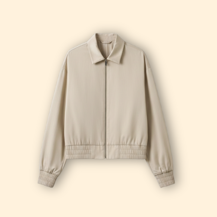 Women’s Bomber Jacket with Elastic Cuffed Sleeves