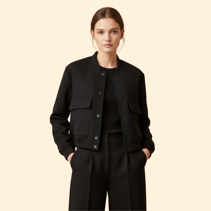 Women’s Bomber Jacket with Button Closure