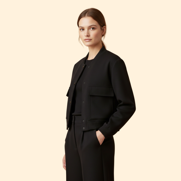 Women’s Bomber Jacket with Button Closure