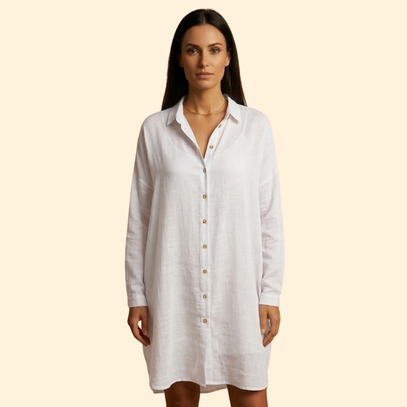 Women’s Button Down Cover Dress Up with Long Sleeves