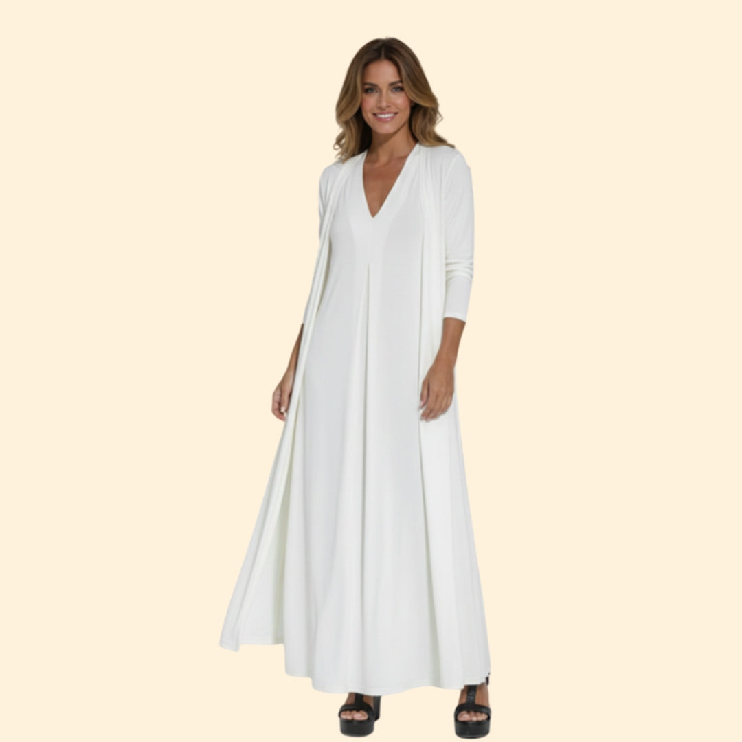 Women’s Elegant Dress and Vest Set with Pleated Design