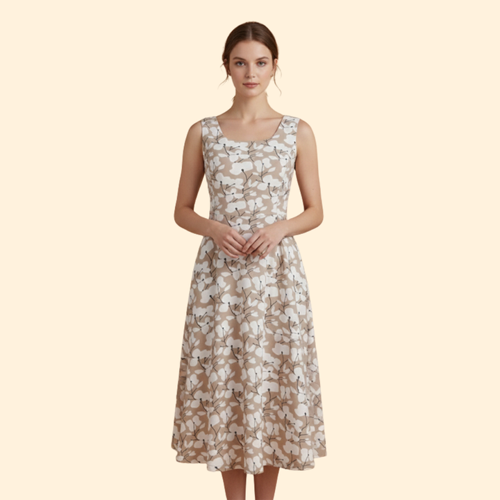 Women's Elegant Floral Midi Dress