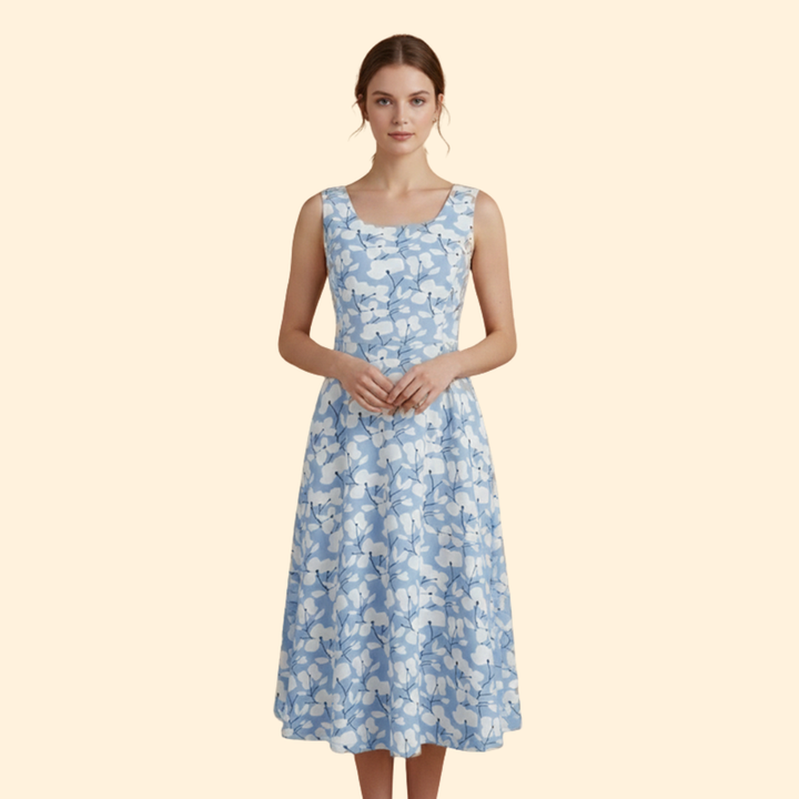 Women's Elegant Floral Midi Dress