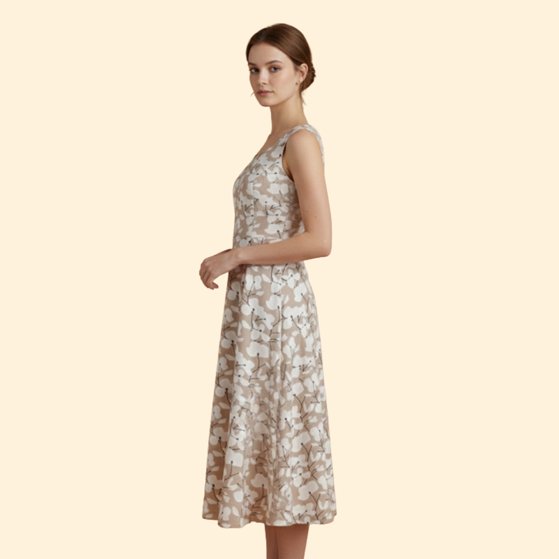 Women's Elegant Floral Midi Dress