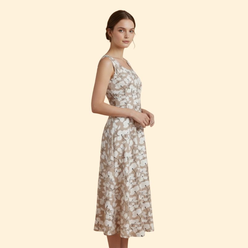 Women's Elegant Floral Midi Dress