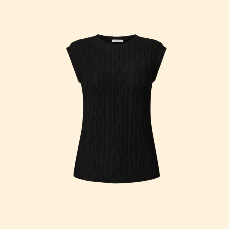 Women's Elegant Jacquard Lace Detail T-Shirt