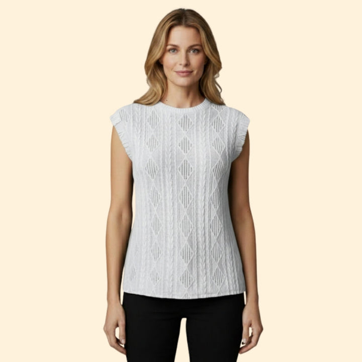 Women's Elegant Jacquard Lace Detail T-Shirt