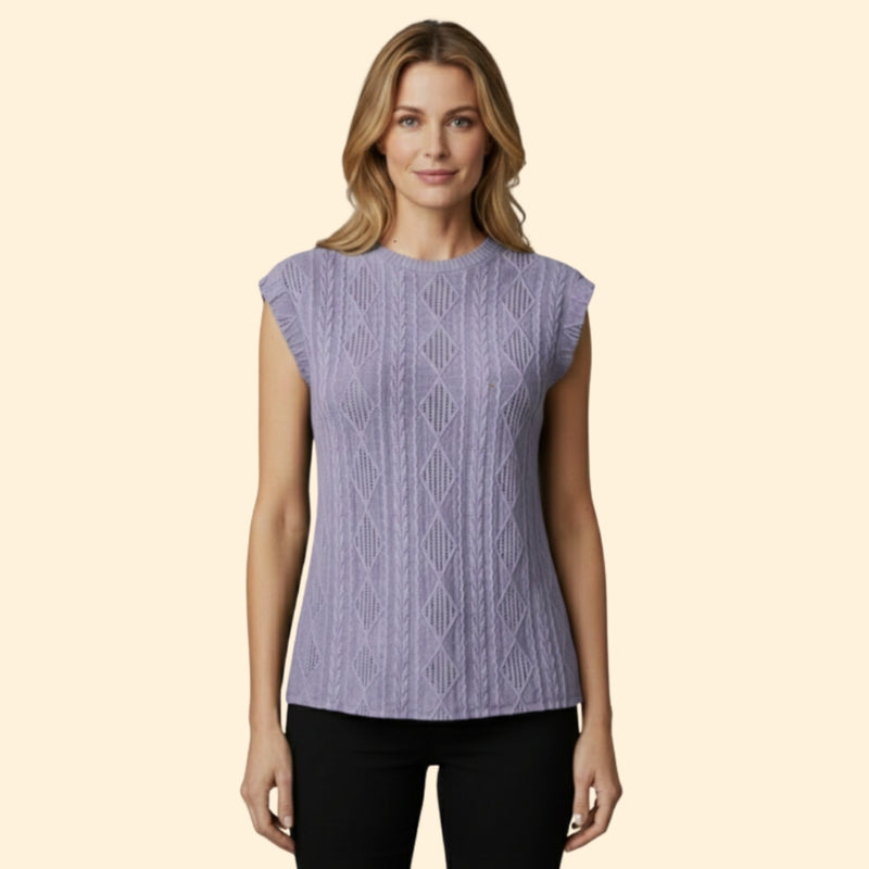 Women's Elegant Jacquard Lace Detail T-Shirt