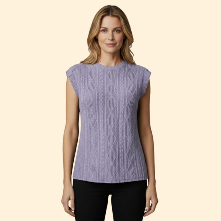 Women's Elegant Jacquard Lace Detail T-Shirt