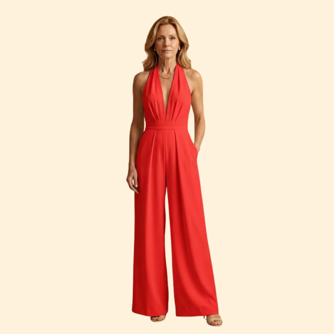 Women’s Elegant Jumpsuit Deep V Neckline