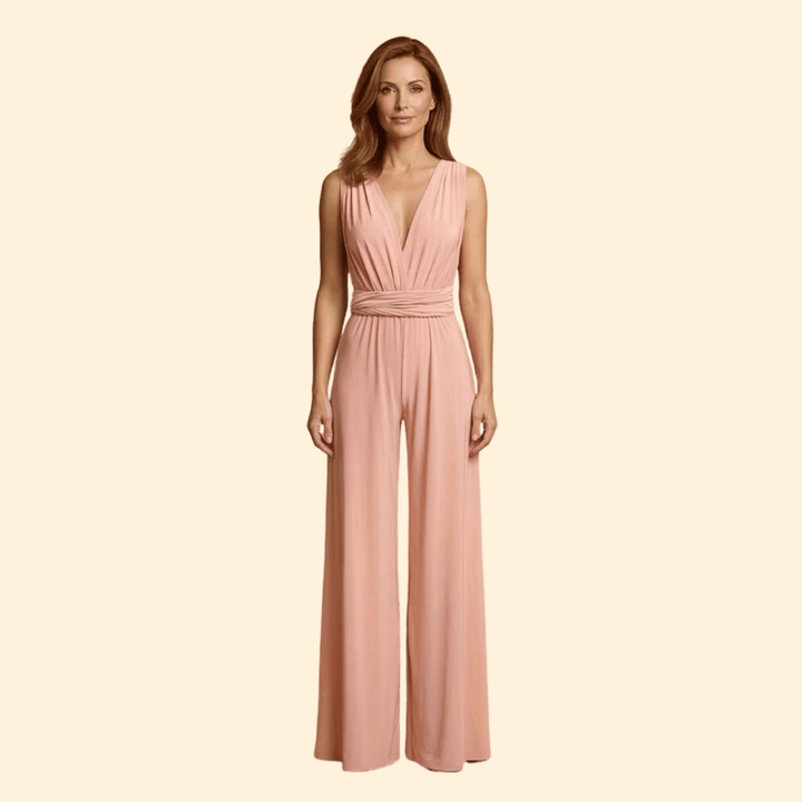 Women’s Sleeveless Jumpsuit with Wide Leg Pants