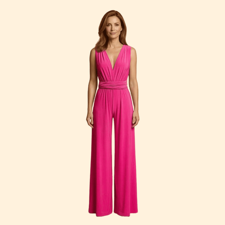 Women’s Sleeveless Jumpsuit with Wide Leg Pants