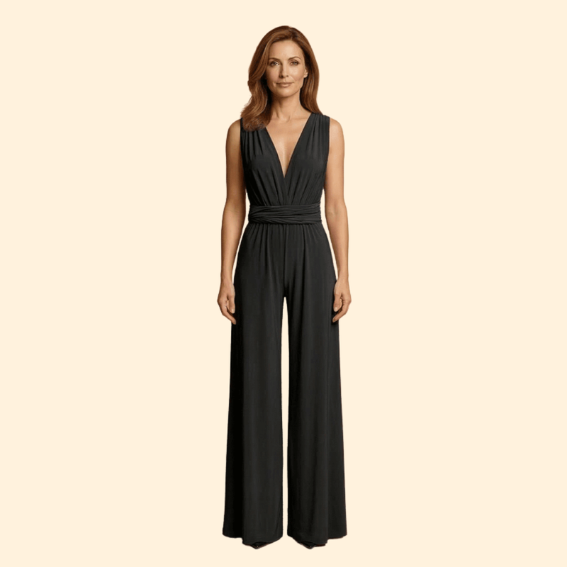 Women’s Sleeveless Jumpsuit with Wide Leg Pants