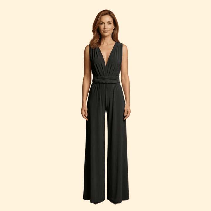 Women’s Sleeveless Jumpsuit with Wide Leg Pants