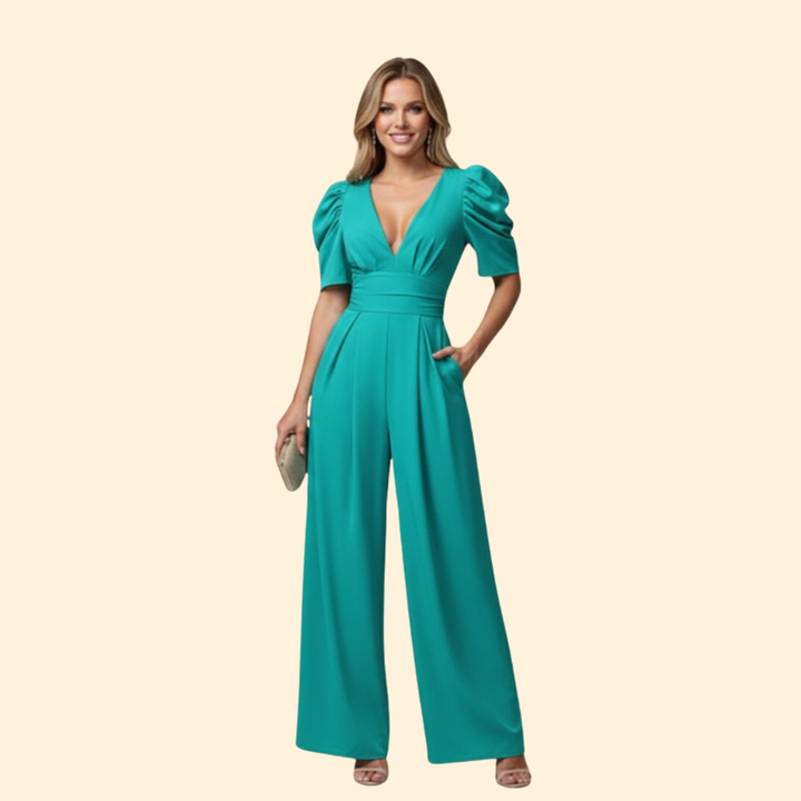Women’s Elegant Jumpsuit with Puffy Sleeves