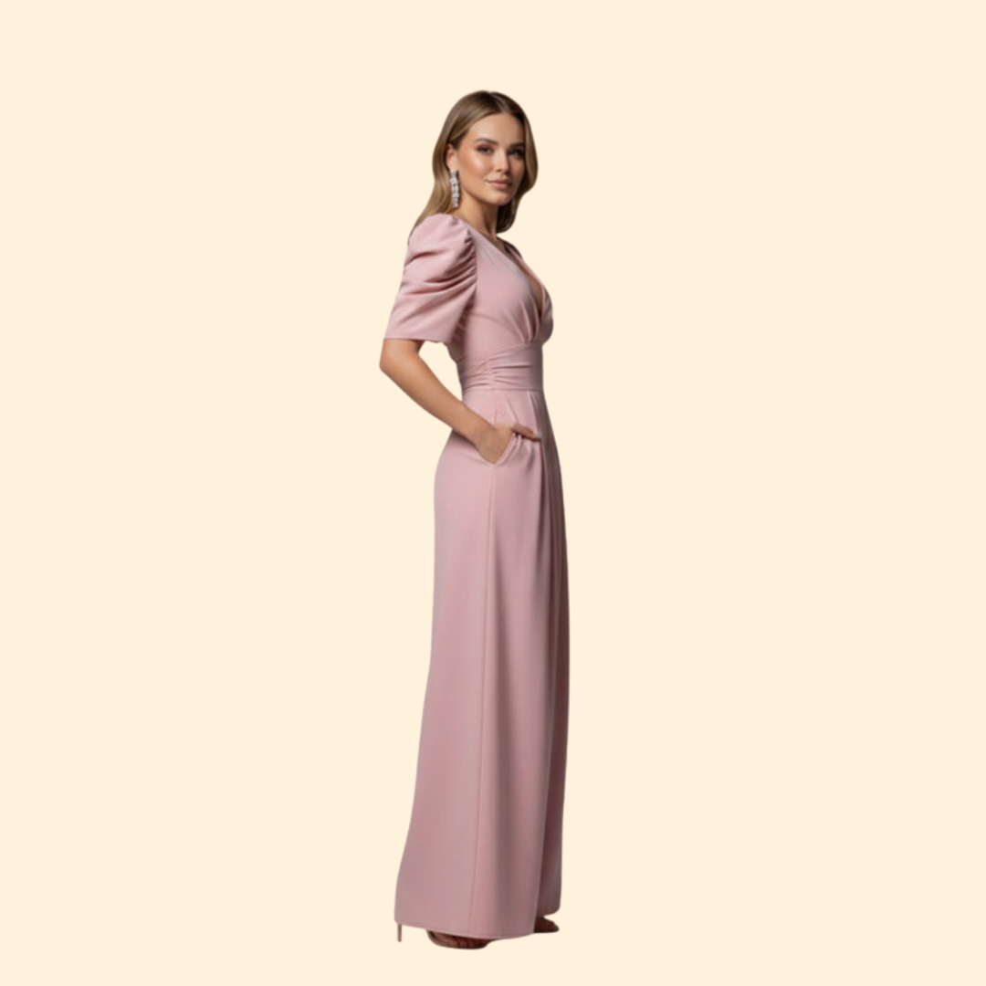 Women’s Elegant Jumpsuit with Puffy Sleeves