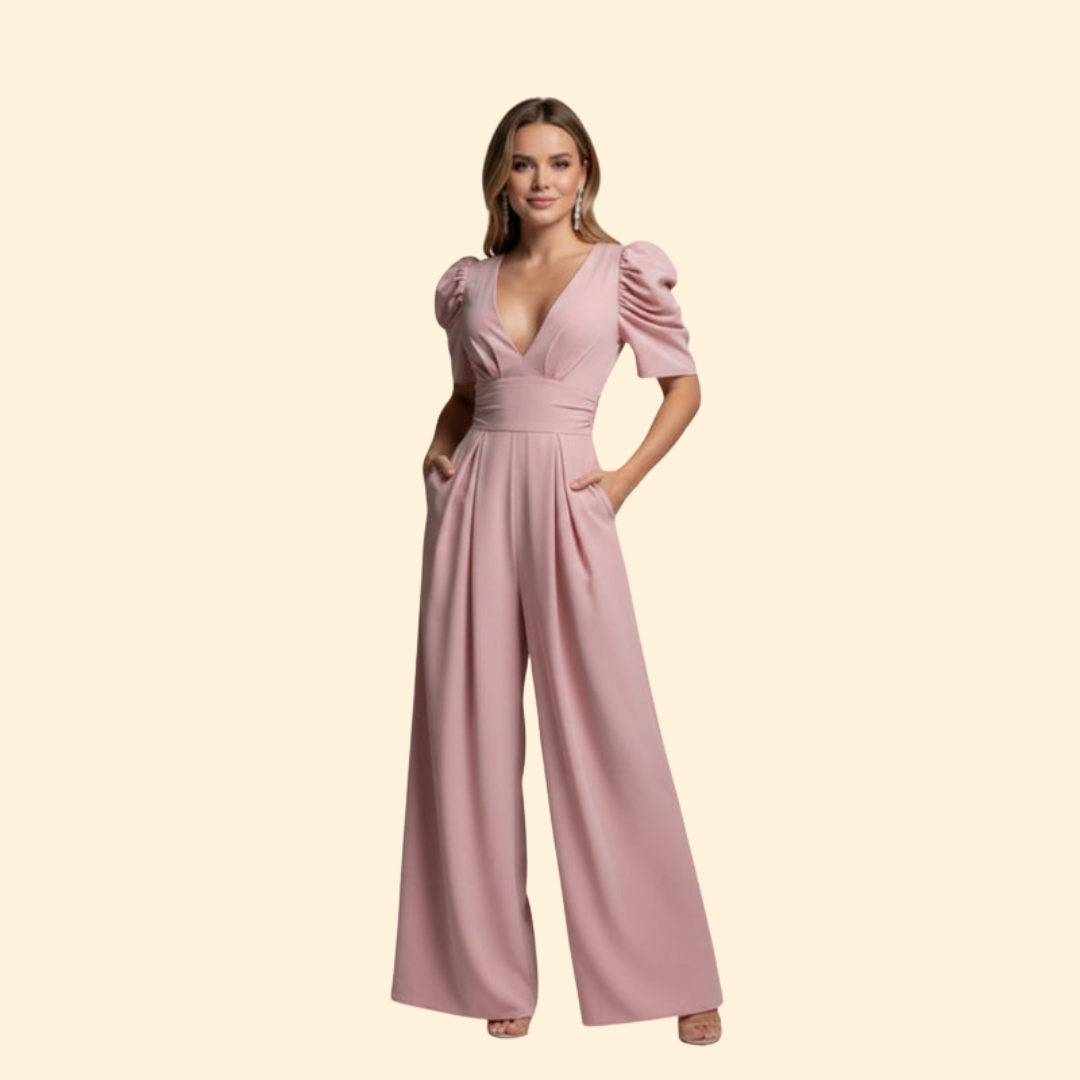Women’s Elegant Jumpsuit with Puffy Sleeves