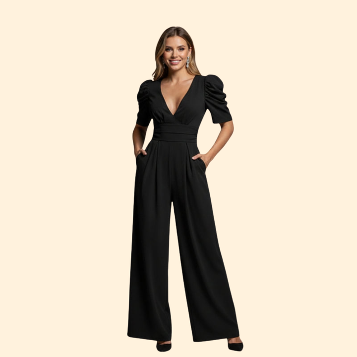 Women’s Elegant Jumpsuit with Puffy Sleeves