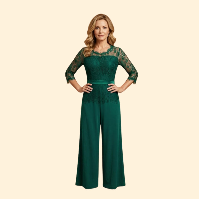 Women’s Elegant Jumpsuit with Lace Sleeves
